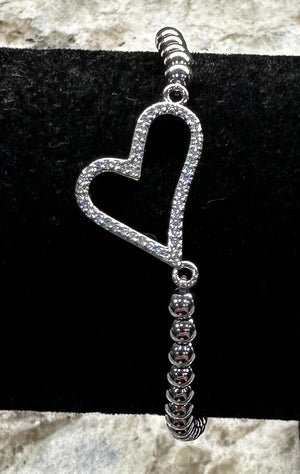 Rhinestone Heart Bead Bracelet