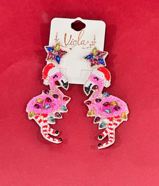 Holiday Flamingo Earrings