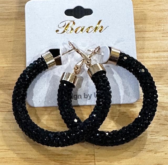 Black Rhinestone Hoops