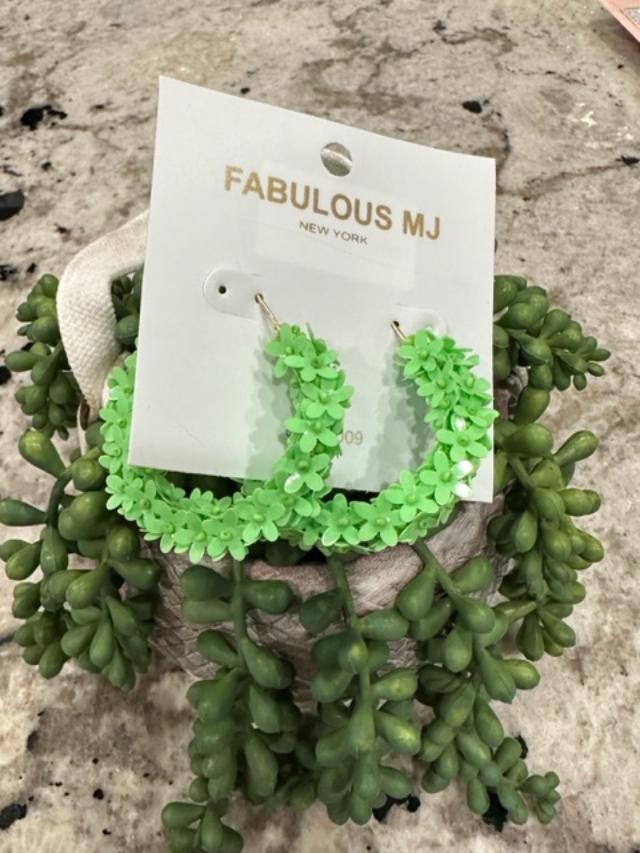 The Green Flower Blossom Earrings