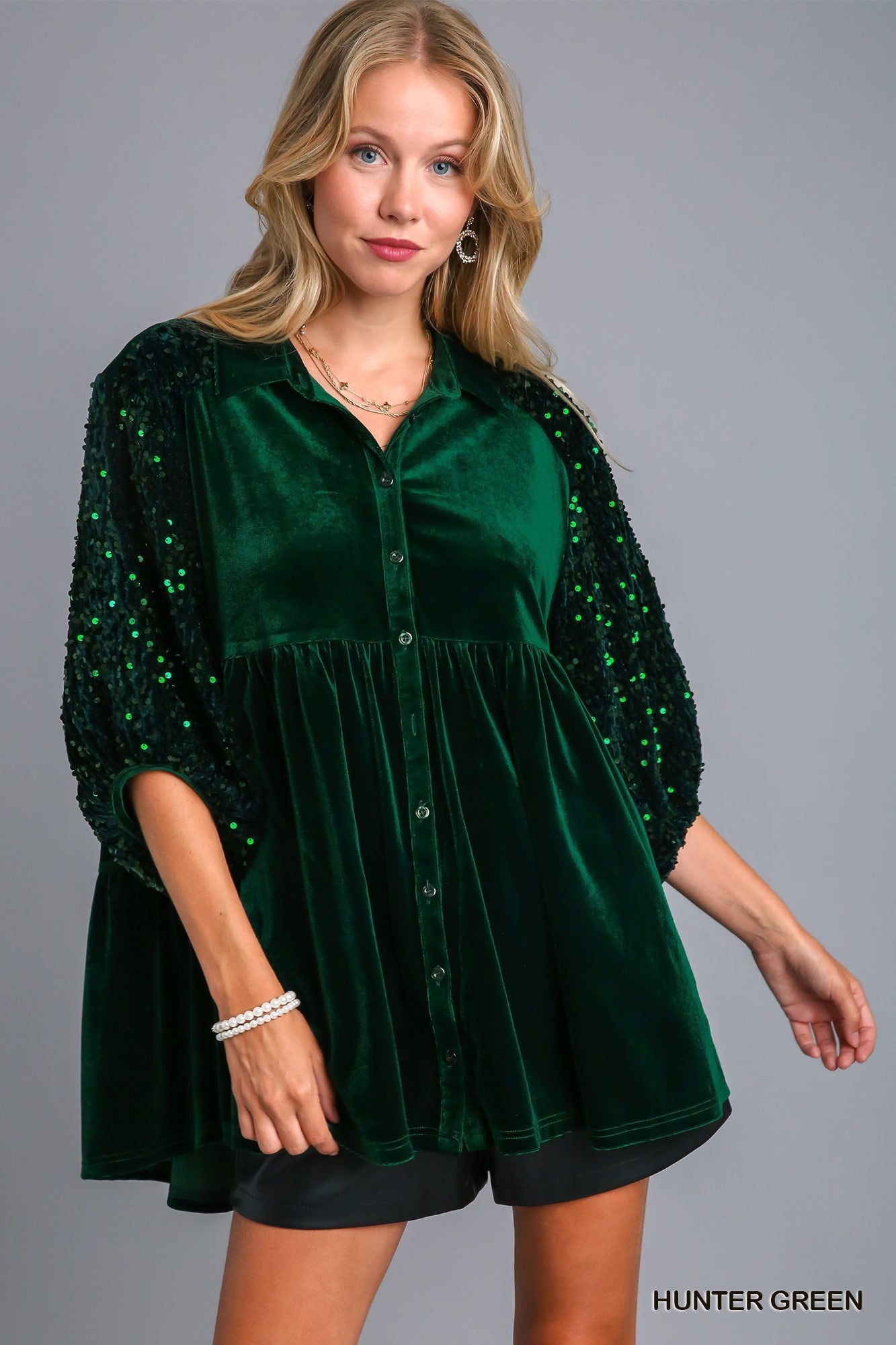 Green Velvet & Sequin Tunic