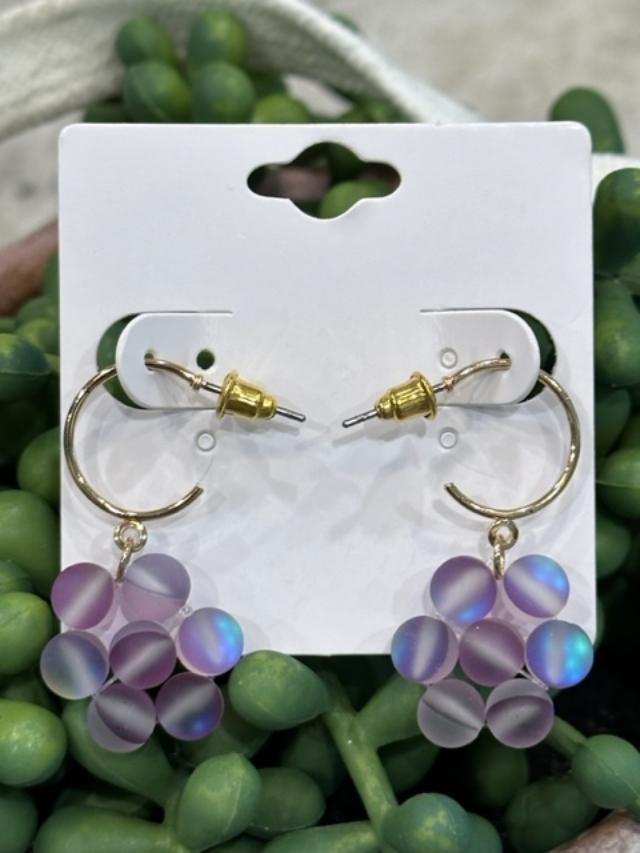 Purple Flower Drop Earrings