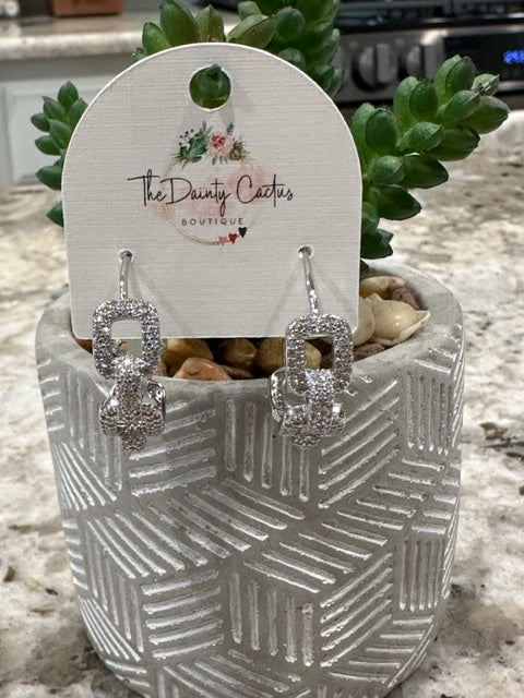 Silver Rhinestone Chain Earrings