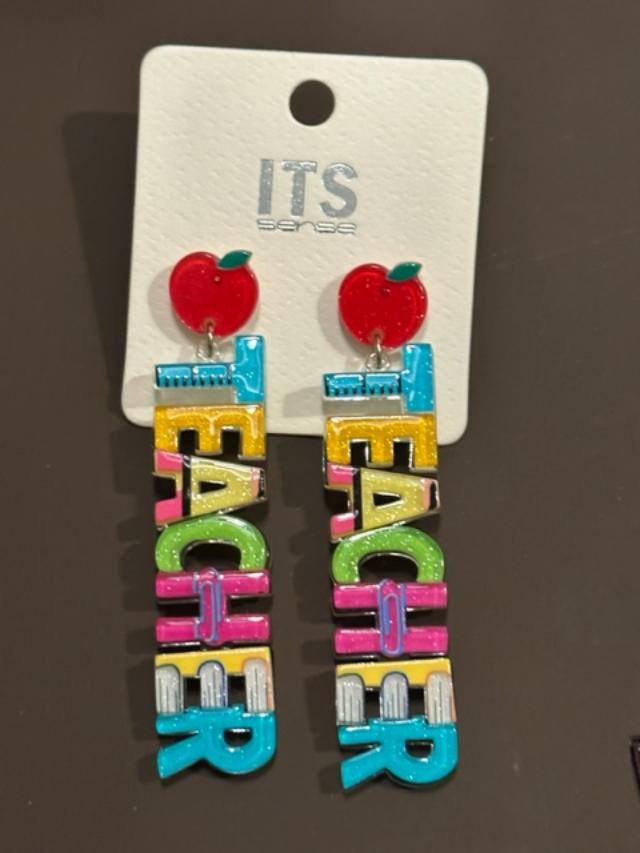 Bold Multi Color Teacher Earrings