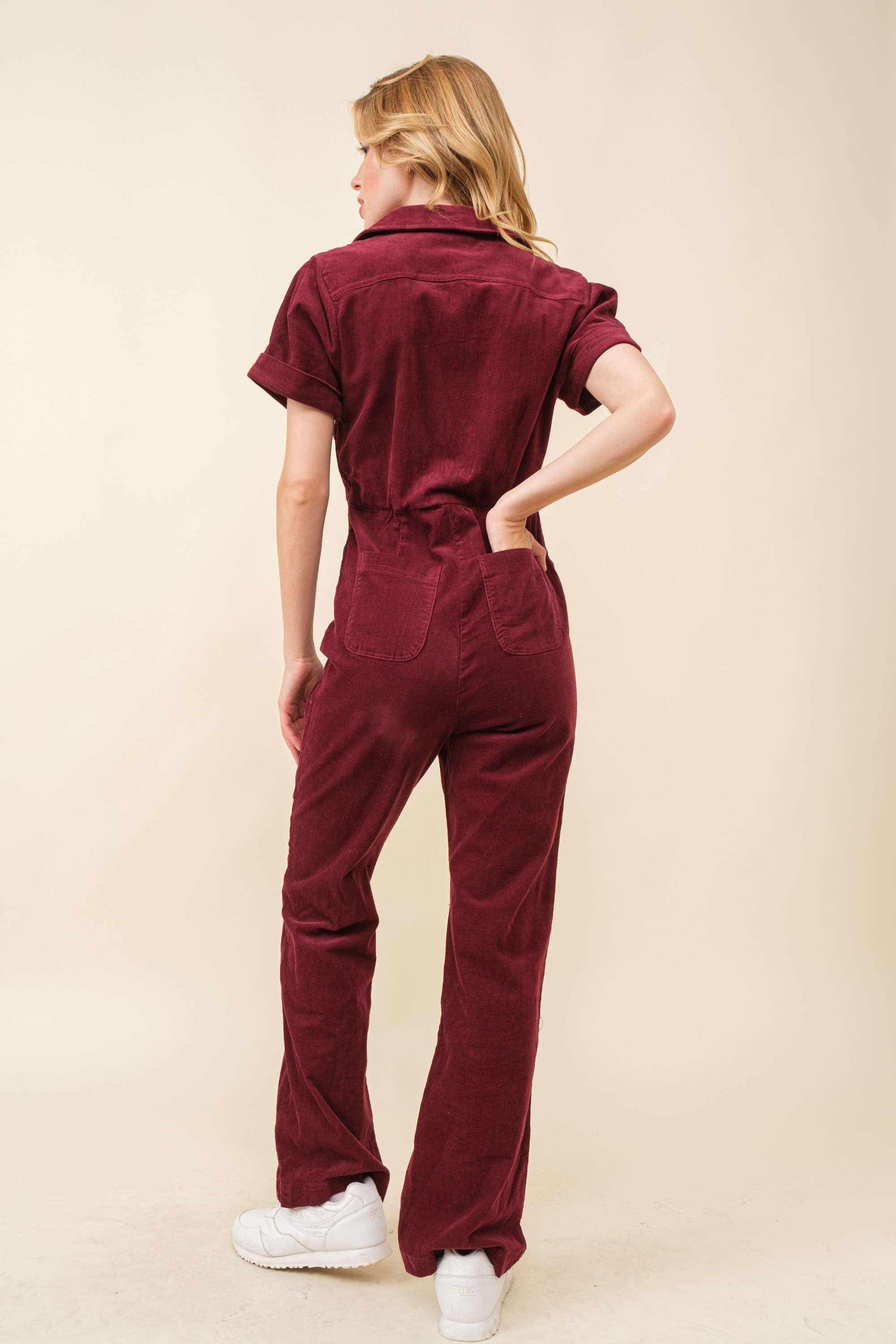 Plum Corduroy Jumpsuit