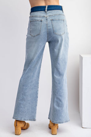 Wide Leg Stretch Denim Jeans