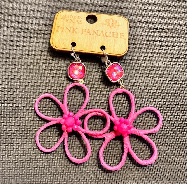 Pink Panache Rafia Flower Earrings