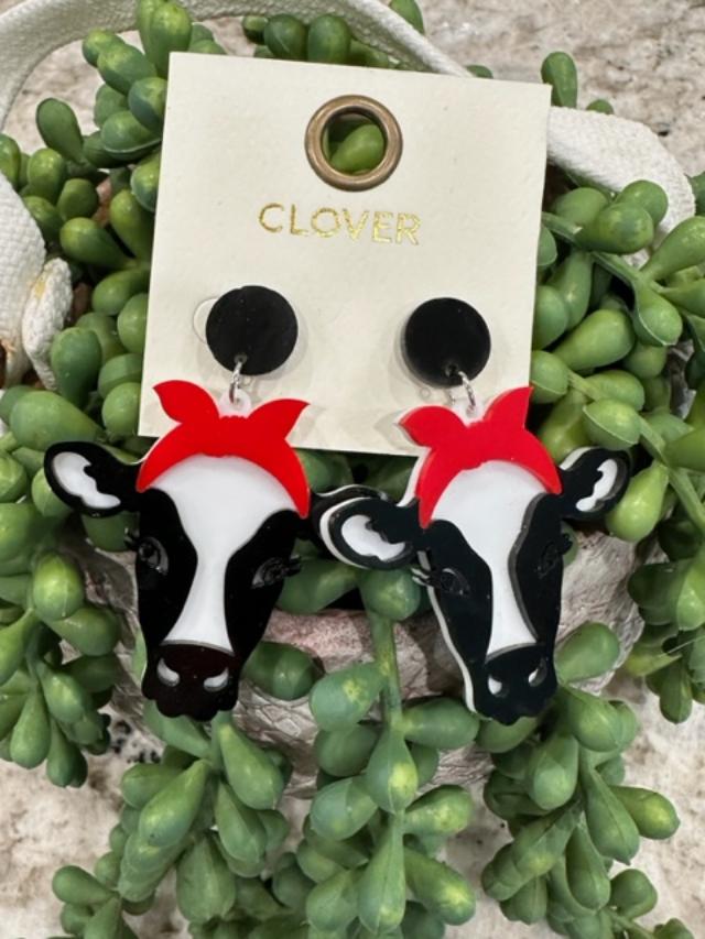 Acrylic Cow Earrings