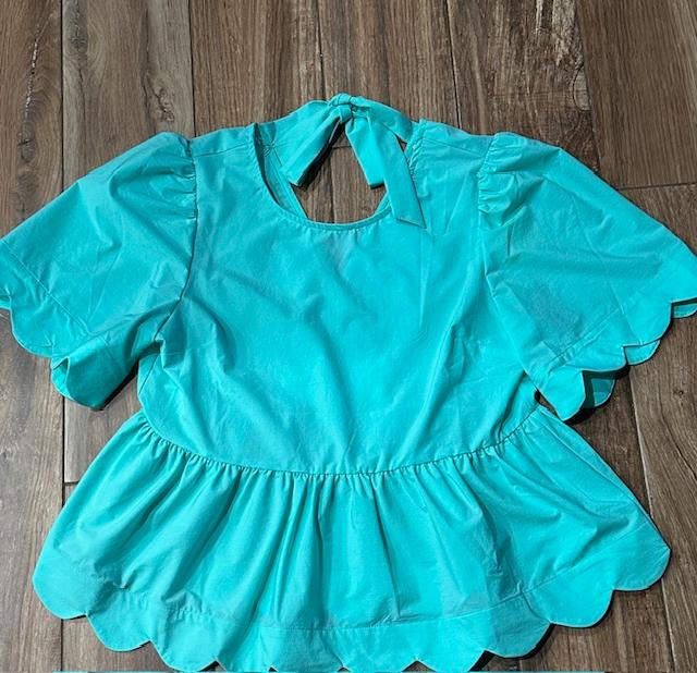 Teal Scalloped Top