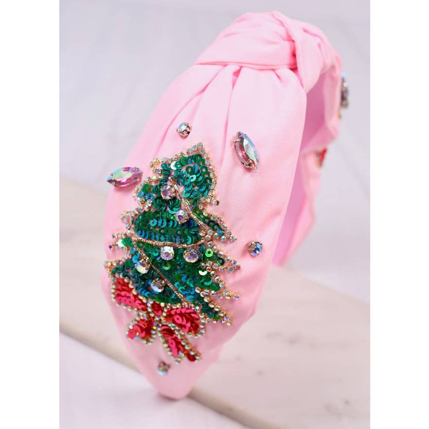 Pink Christmas Tree Headband