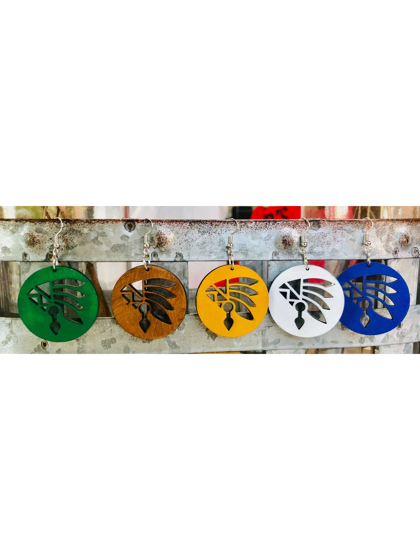 Wooden Indian Head Earrings