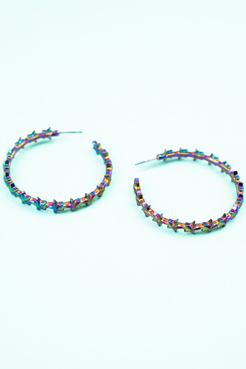 Iridescent Star Hoops