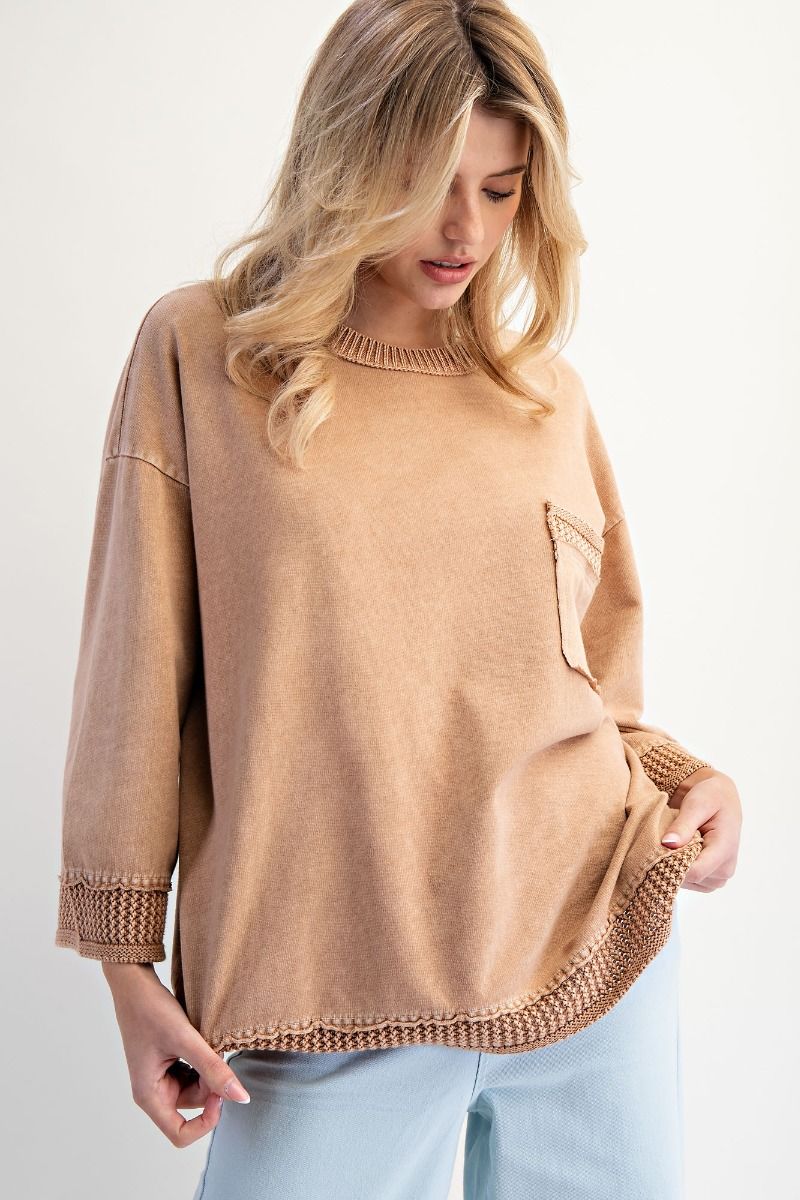 Mocha Mineral Washed Pullover