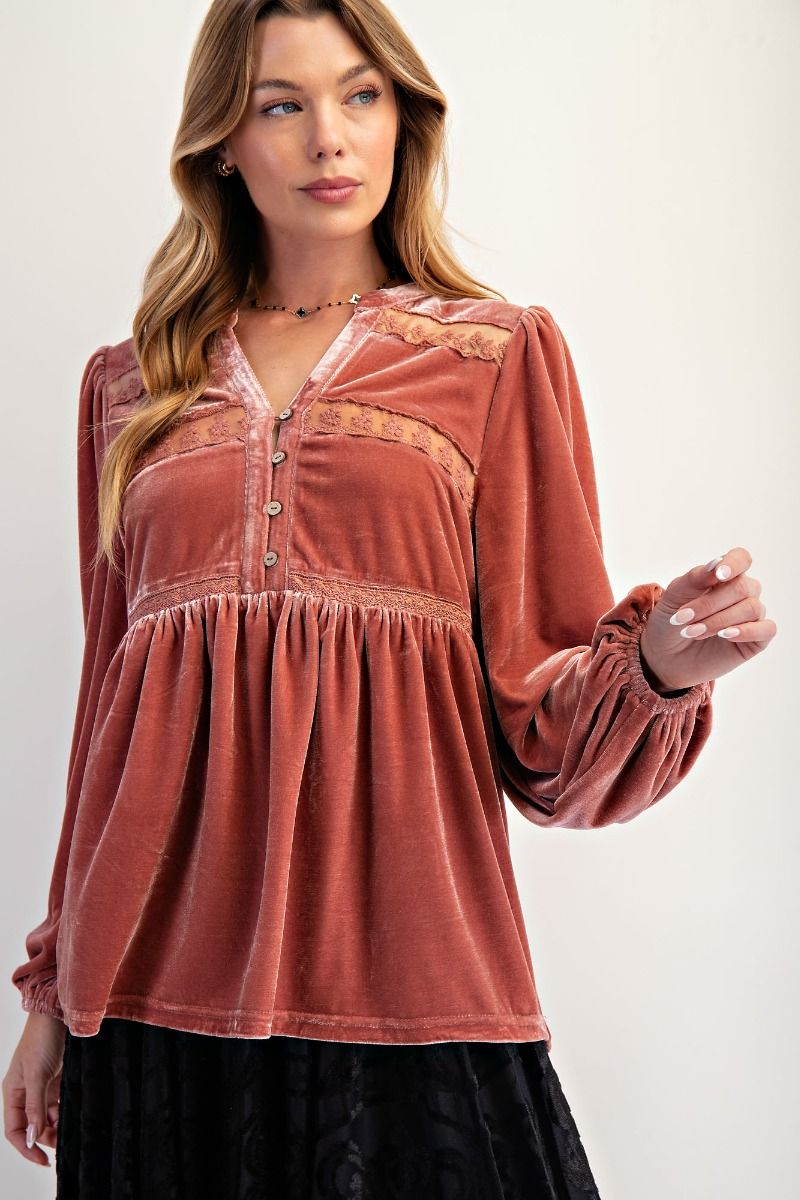 Rose Gold Velvet Top