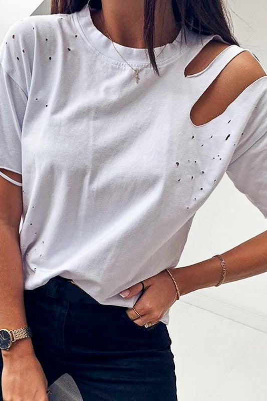 Distressted Cut out Tee