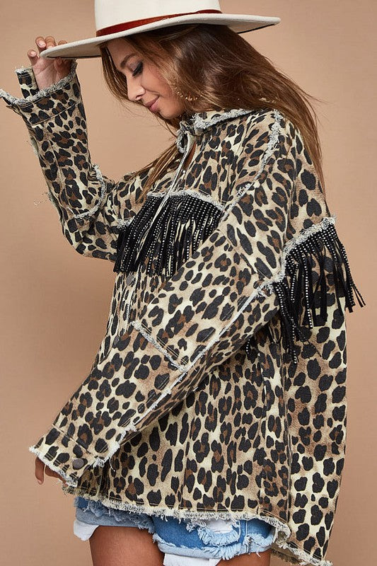 Leopard Fringe Jacket