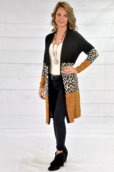 Leopard Color Block Cardigan