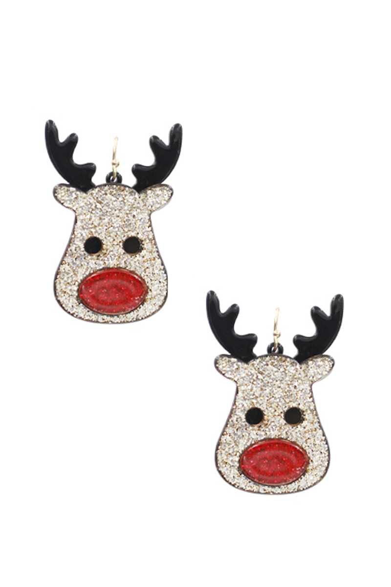 Glitter Reindeer Earrings