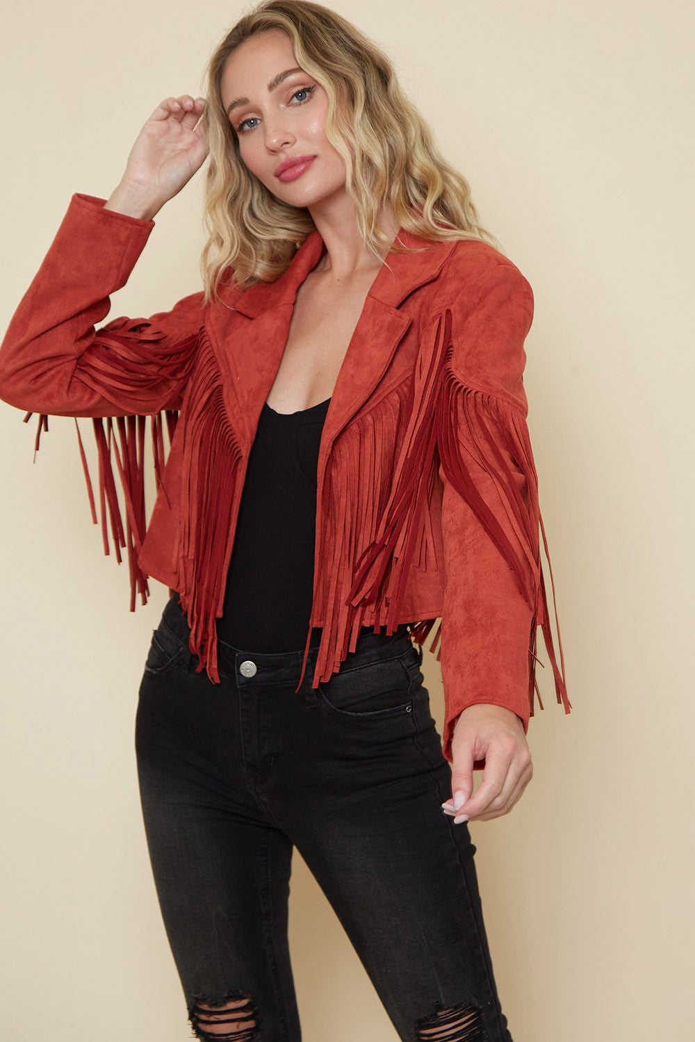 Suede Motto Fringe Jacket