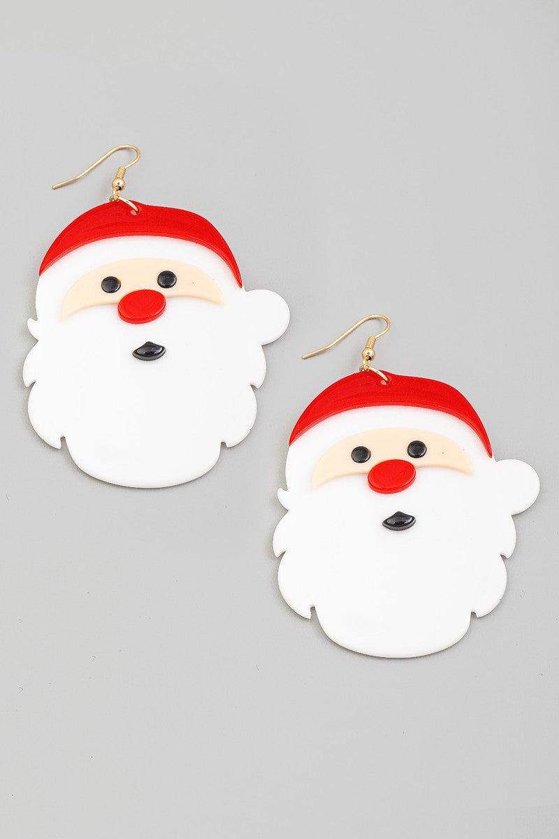 Large Acrylic Santa Earrings