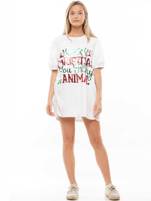 Holiday Sequin T-Shirt Dress