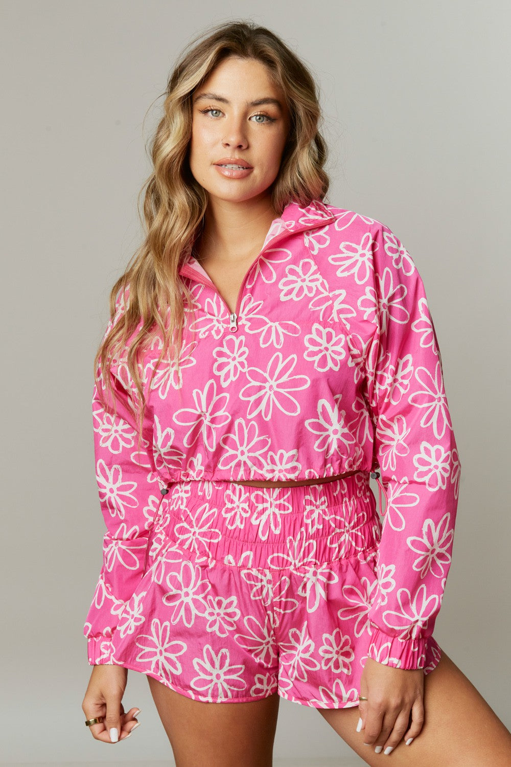 Flower Cropped Windbreaker