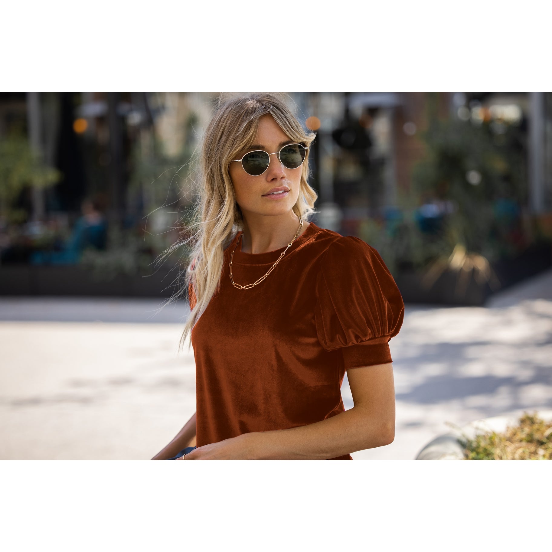 Velvet Puff Sleeve Top