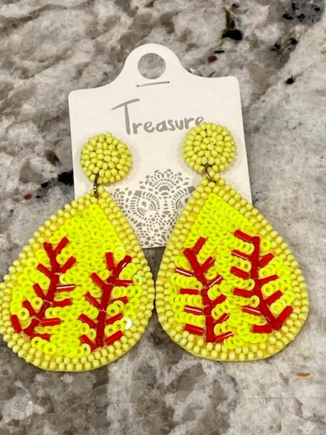 Softball Bead Earrings
