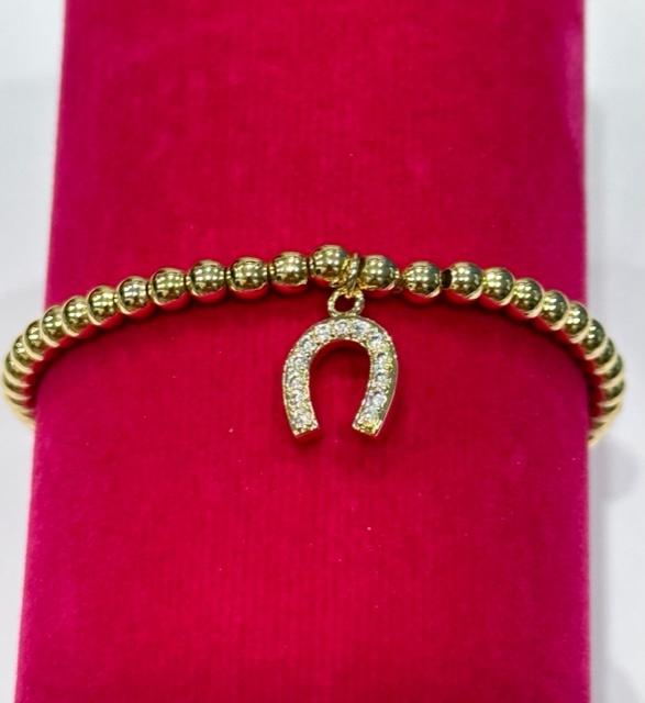Horseshoe Charm Bead Bracelet