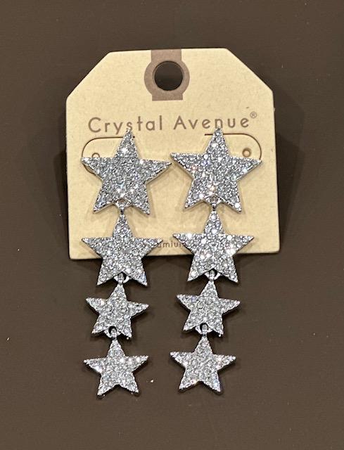 Triple Rhinestone Star Earrings