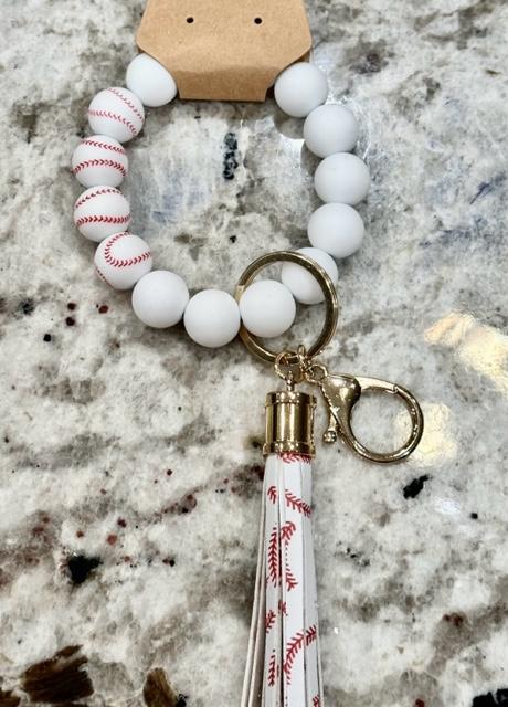 Baseball Beaded Bracelet Keychain