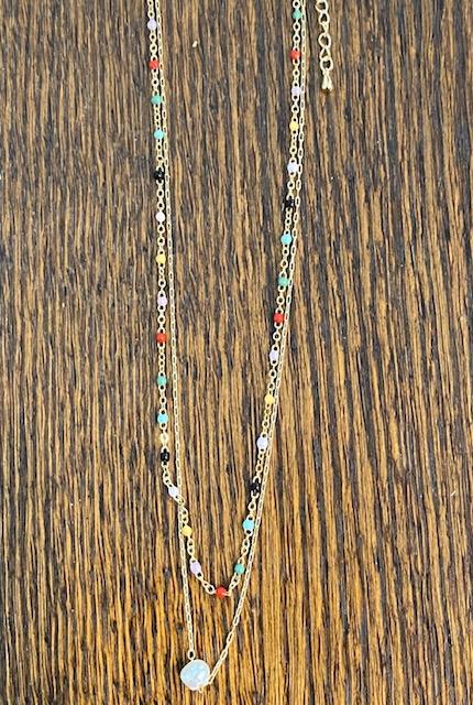 Two Strand Pearl Drop Necklace
