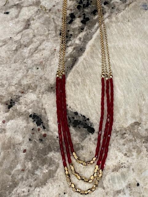 Triple Glass Bead Necklace