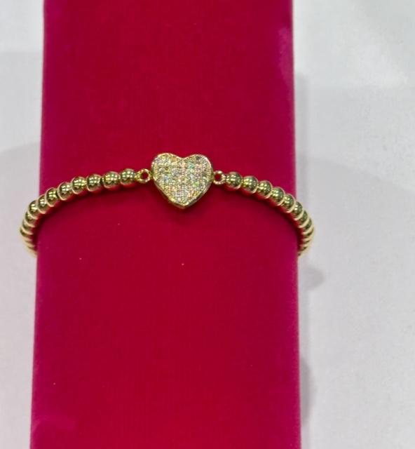 Heart Charm Gold Bead Bracelet
