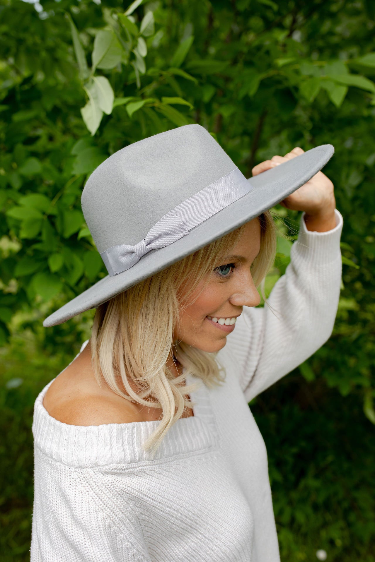 Wide Brim Ribbon Hat