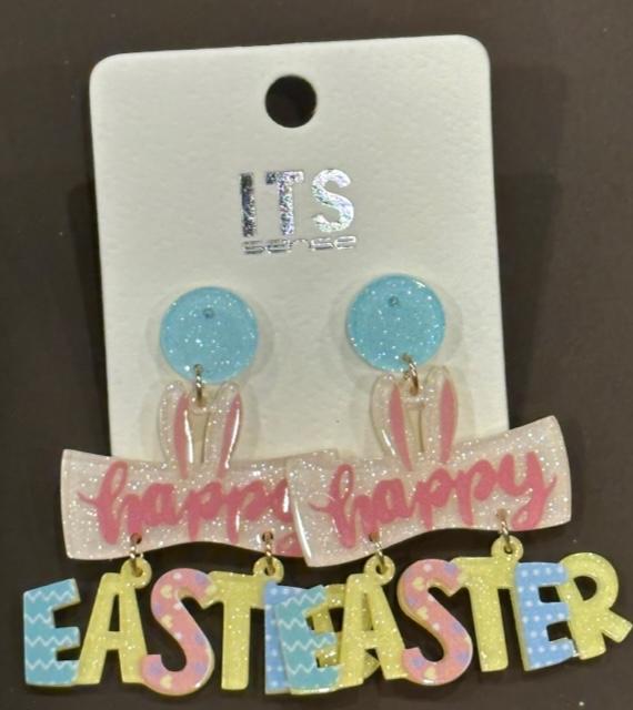 Acylic Happy Easter Earrings