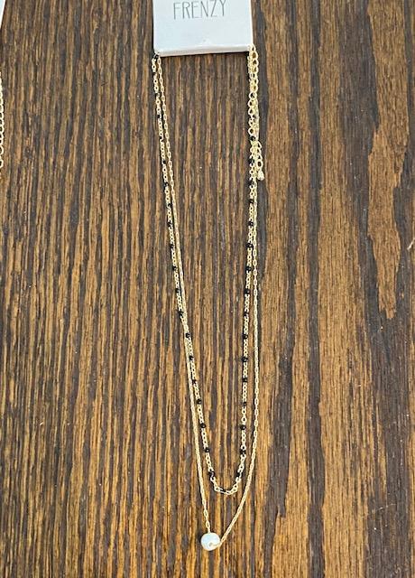 Two Strand Pearl Drop Necklace