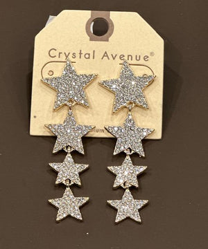 Triple Rhinestone Star Earrings