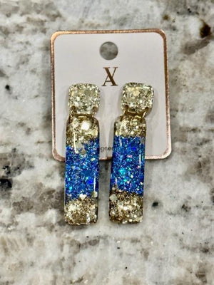 Acrylic Glitter & Gold Earrings