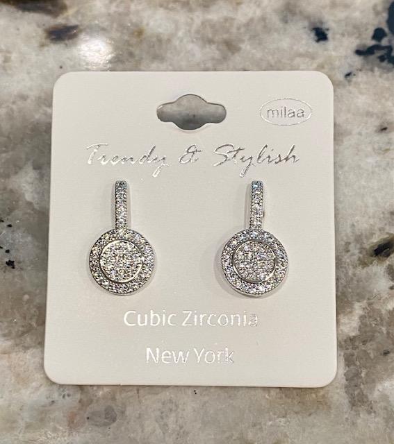 CZ Circle Drop Earings