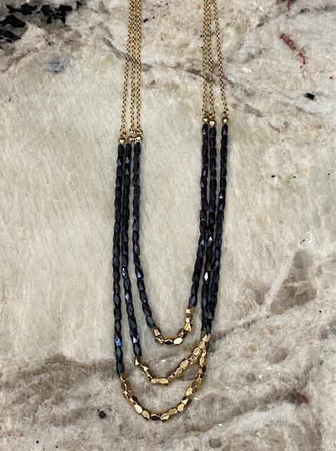 Triple Glass Bead Necklace