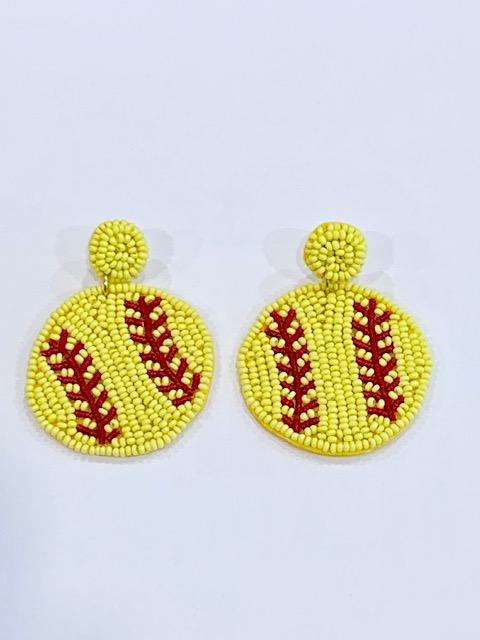 Round Softball Earrings