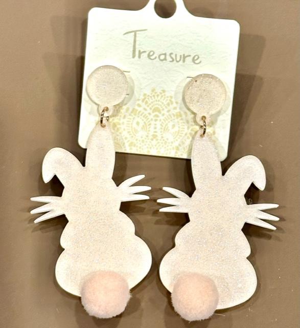 Peach Acrylic Bunny Earrings