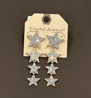 Triple Rhinestone Star Earrings