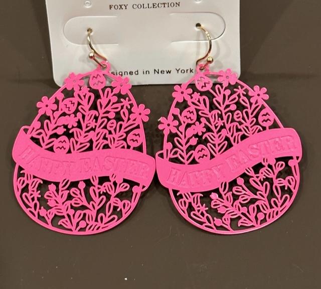 Pink Easter Egg Earrings