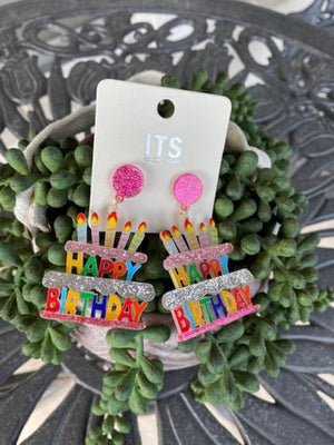 Acrylic Birthday Cake Earrings