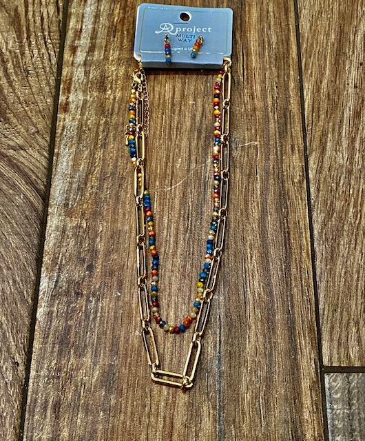 Multi Beaded Layer Necklace