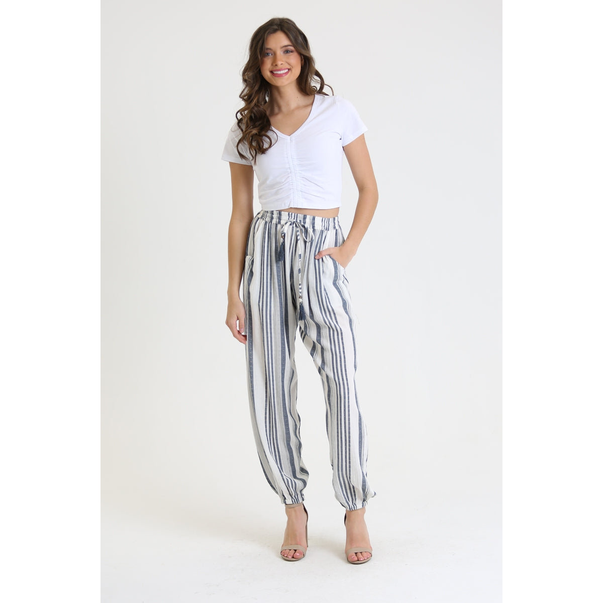 Honey Blue Striped Jogger Pant