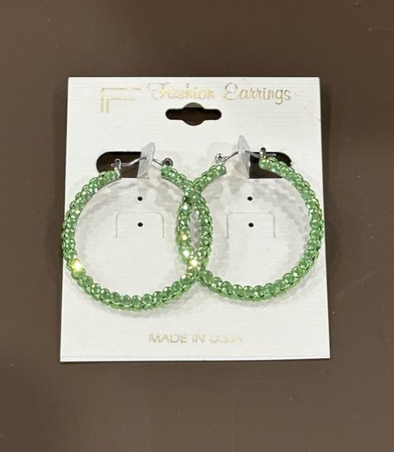 Lime Crystal Hoops