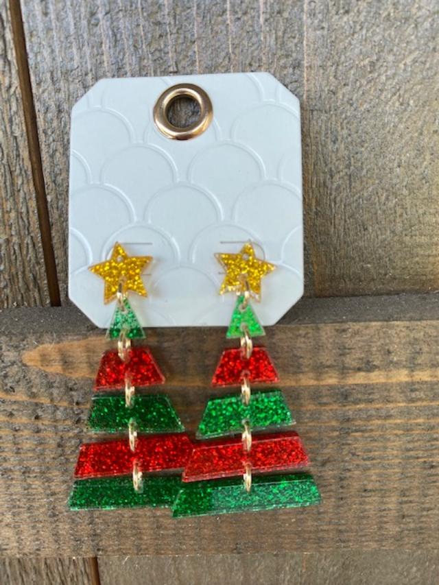 Glitter Slat Tree Earrings